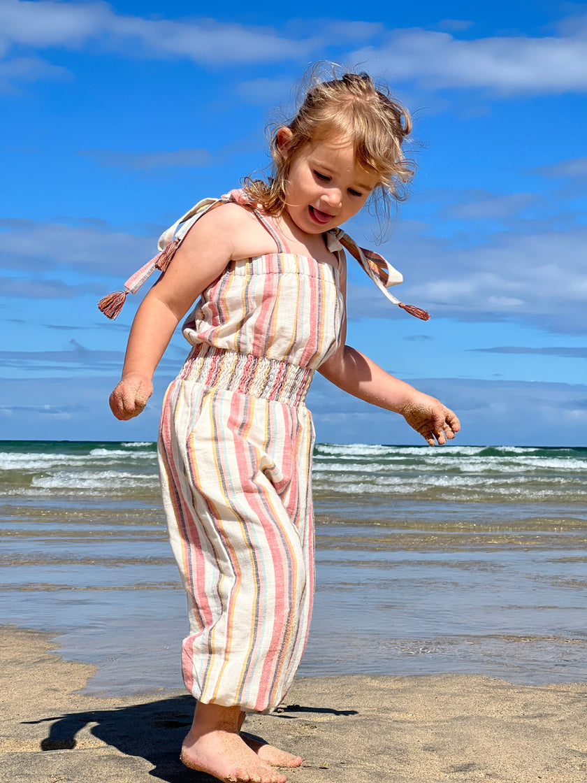 Strappy Jumpsuit in Pink and Green