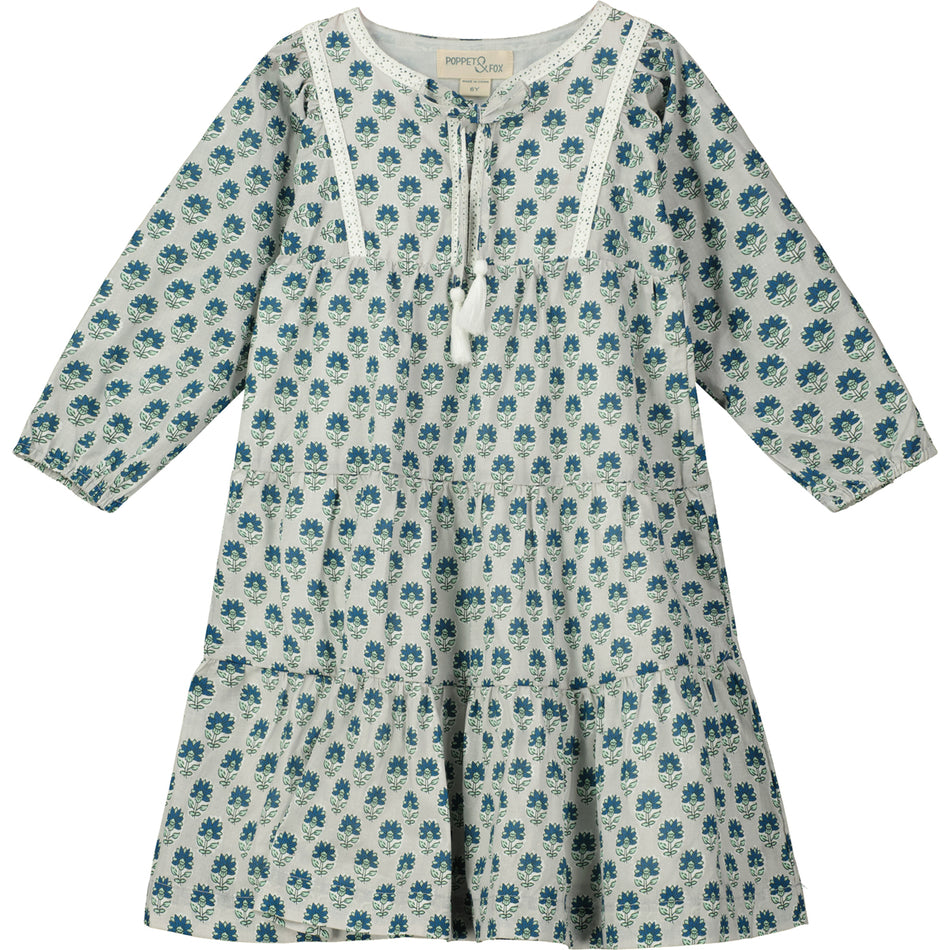 Cascade Dress in Grey Floral