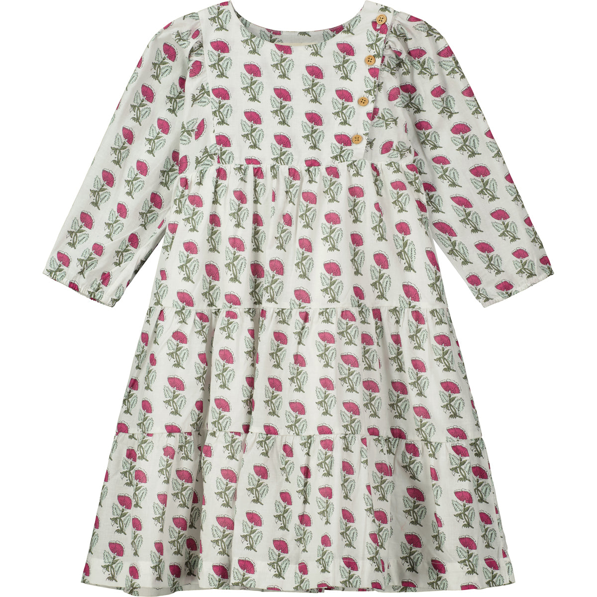 Button Bib Dress in Pink Floral