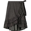 Faux Wrap Skirt in Grey Chambray