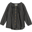 Pintuck Swing Blouse in Grey Chambray