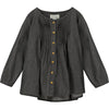Pintuck Swing Blouse in Grey Chambray