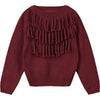 Fringe Knit Sweater in Dark Plum