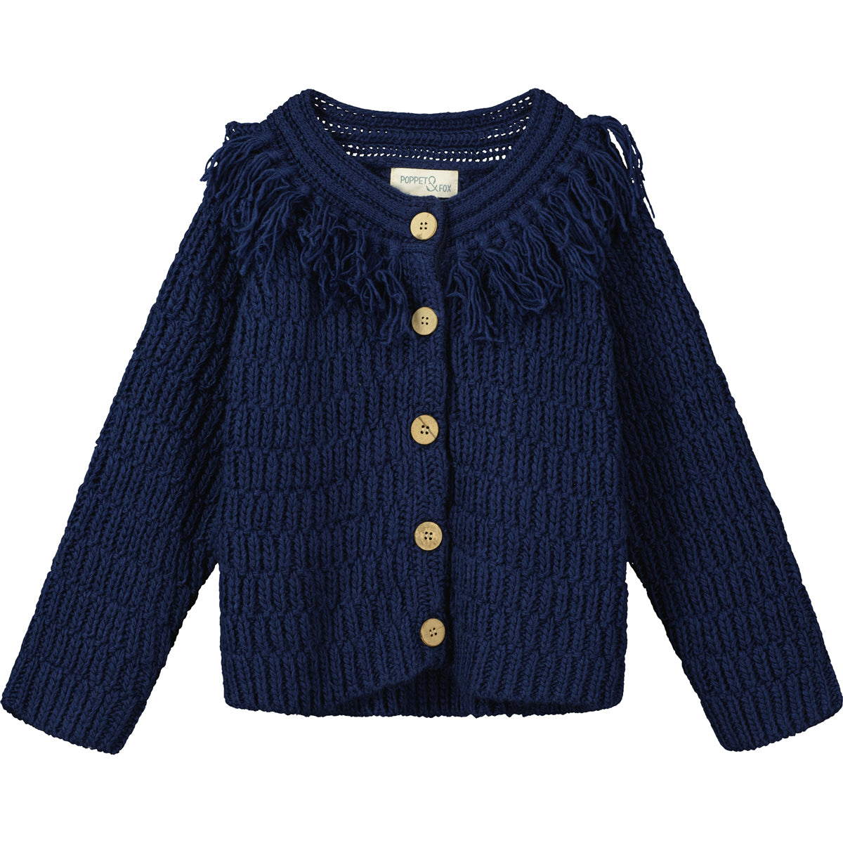Tassel Cardigan in Indigo Blue