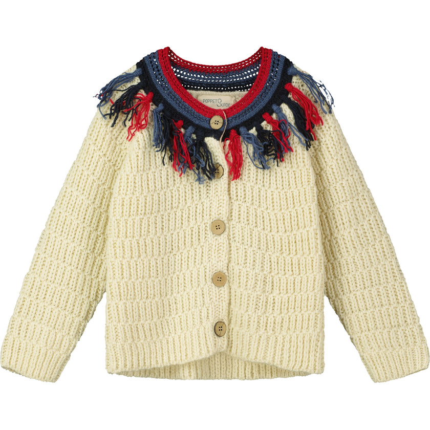 Tassel Cardigan in Ivory