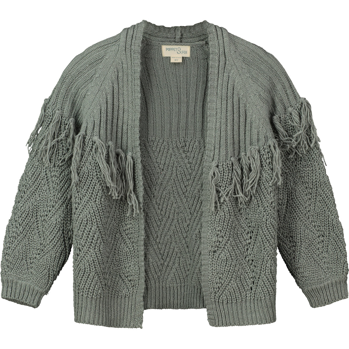 Long Tassel Cardigan in Charcoal
