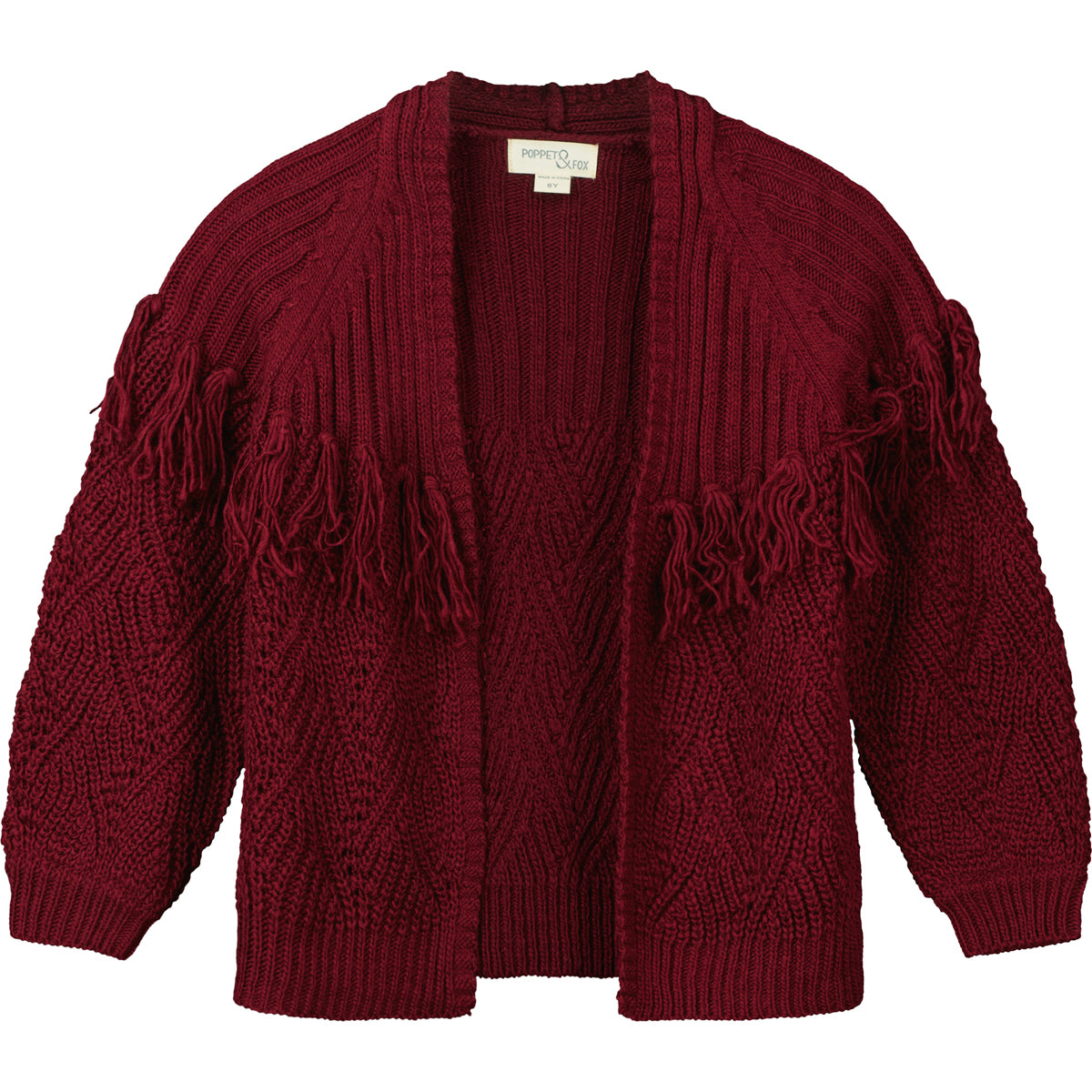 Long Tassel Cardigan in Plum