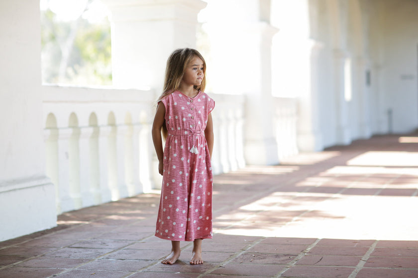 Jersey Jumpsuit in Pink Dot