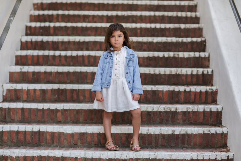 Pintuck Dress in Cream