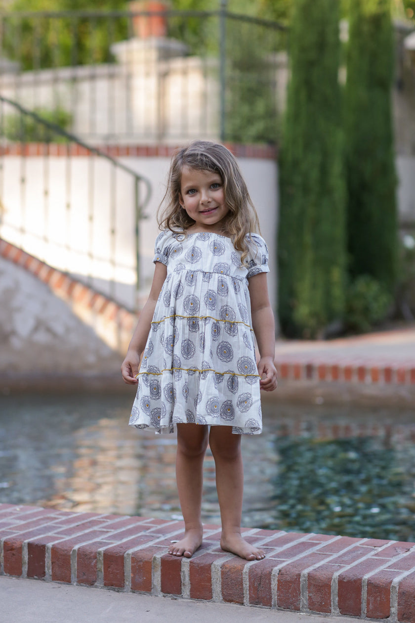 Tiered Summer Dress in Tile Print