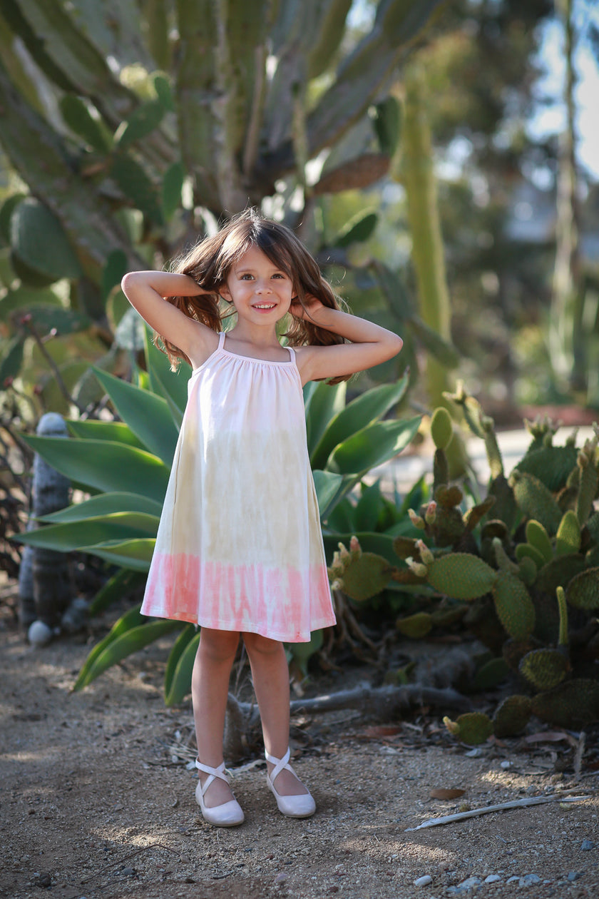 Strappy Tie Dye Dress in Pink