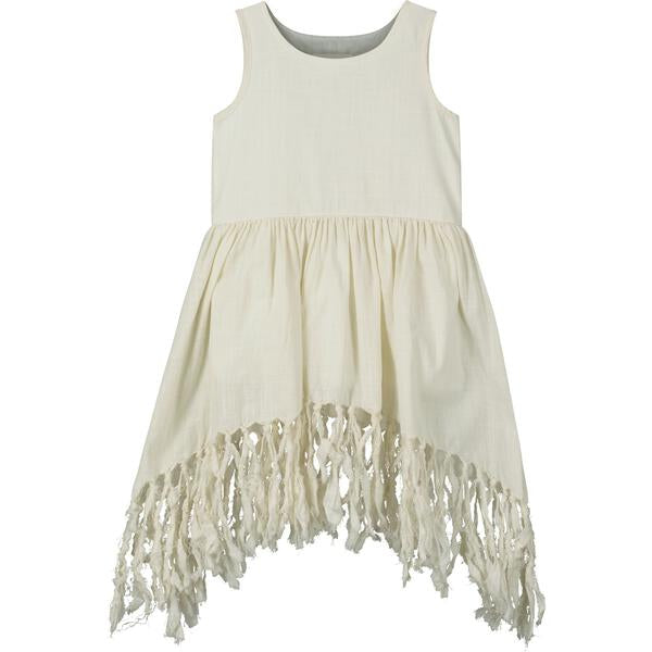 Knotted hem dress in ivory