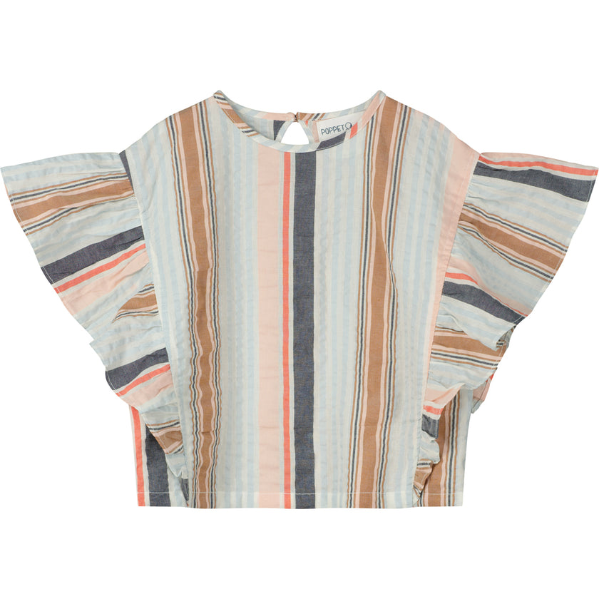Frill Sleeve Top in Summer Stripe