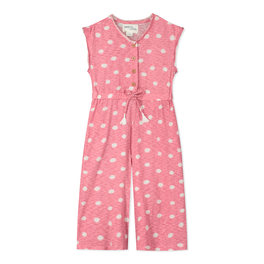 Jersey Jumpsuit in Pink Dot