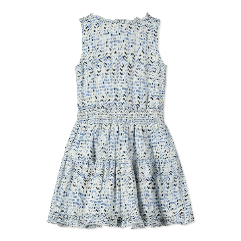 Ruffle Dress in Navy Dots