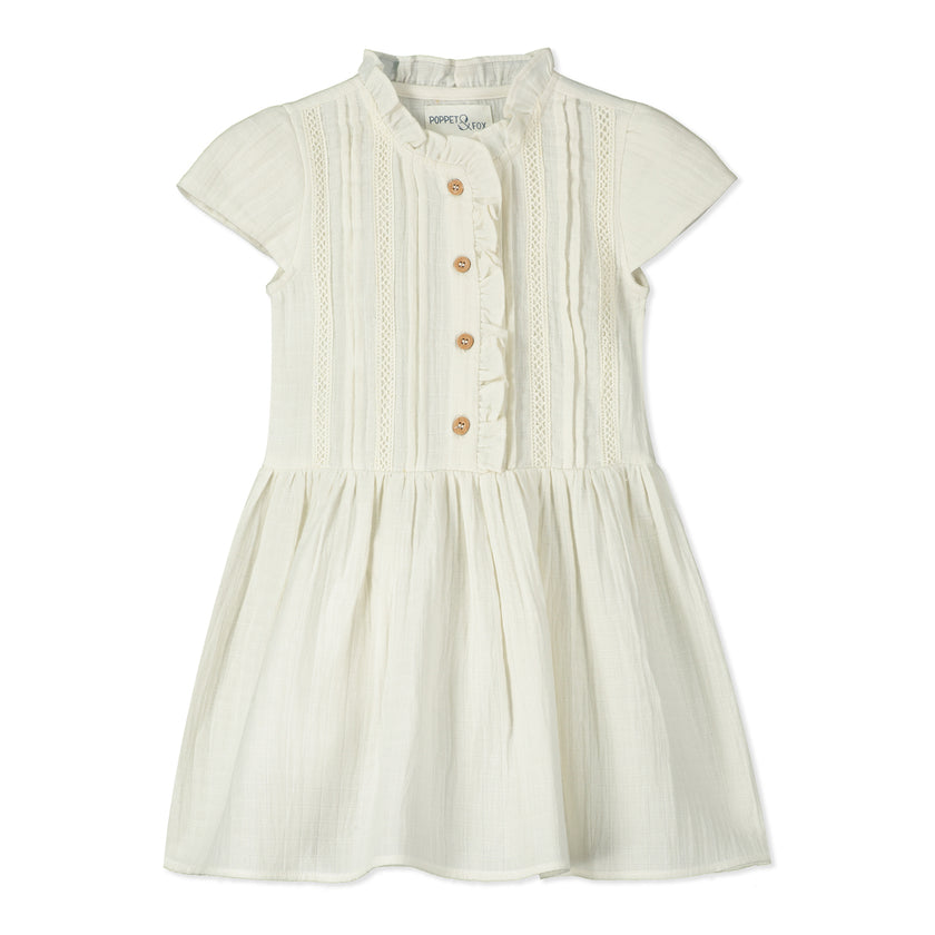 Pintuck Dress in Cream
