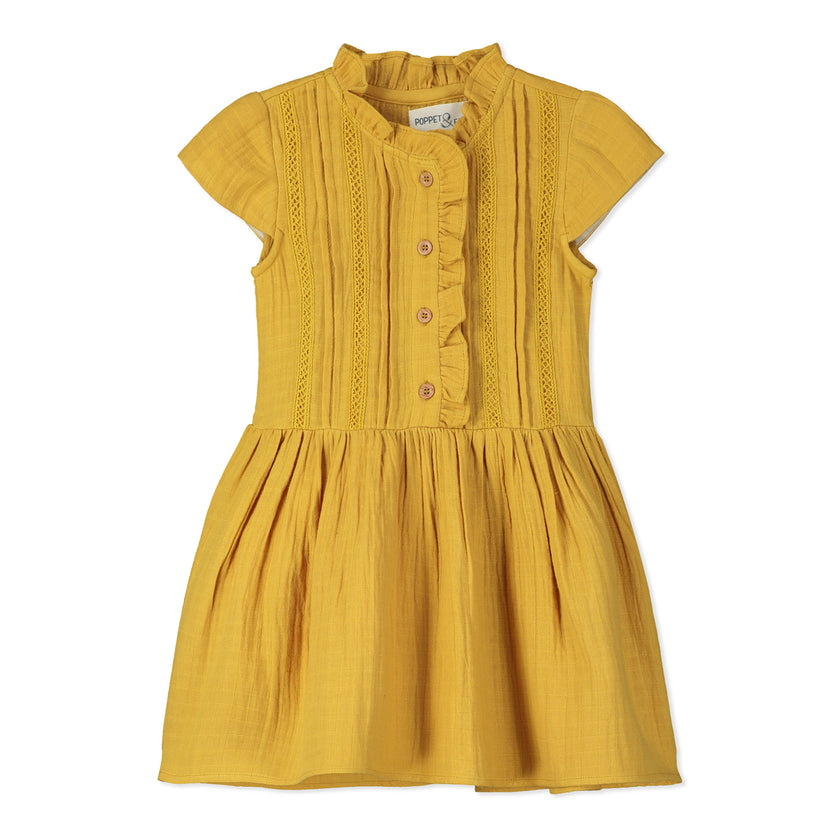 Pintuck Dress in Ochre