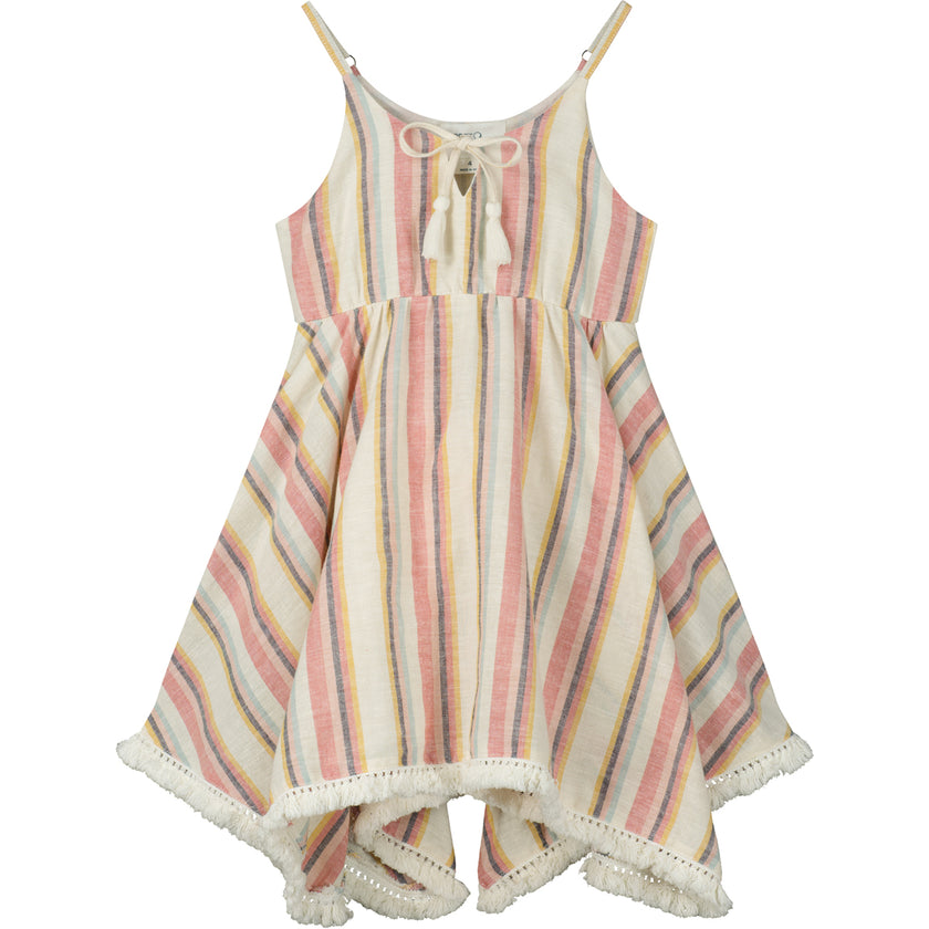 Handkerchief Dress in Pink & Green Stripe
