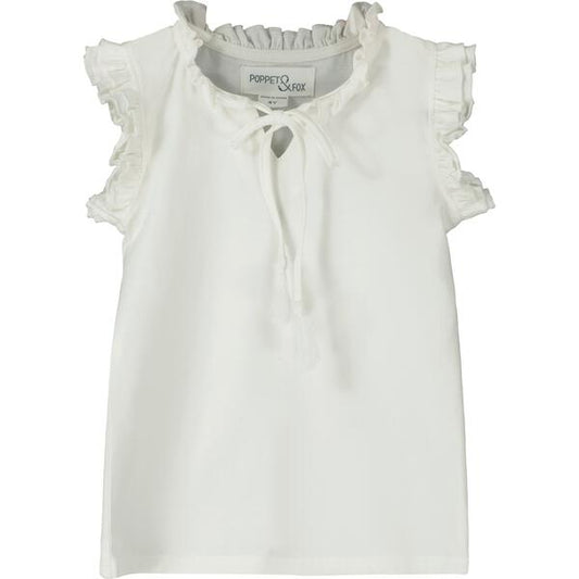 White jersey T shirt with tassel tie